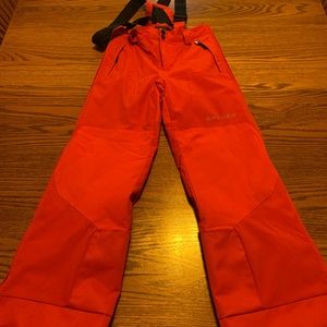 Spyder boys ski snowboard pants size 10, red, with removable suspenders